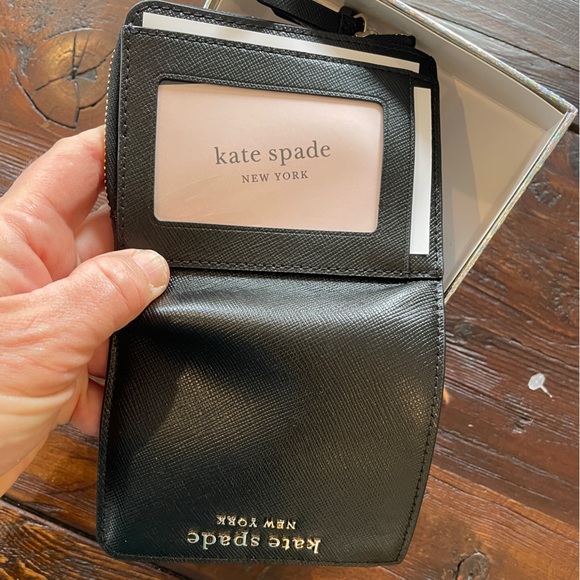kate spade boxed small L zip bifold wallet in black Soffiano leather NWT - Picture 3 of 5